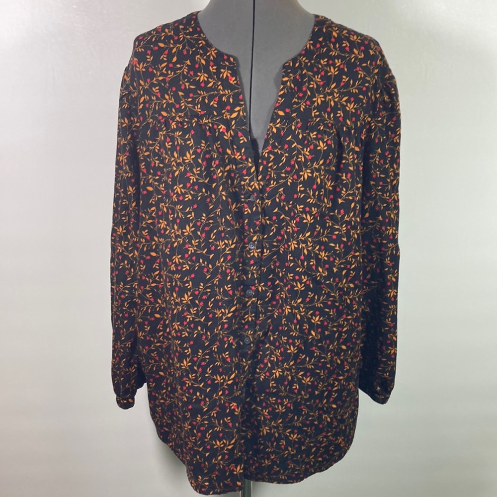 Old Navy Tunic Shirt Long Sleeve V Neck Button Front Size XXL